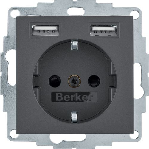 Berker - 48031606 - Steckdose mit USB-Ladebuchsen S.1/B.3/B.7