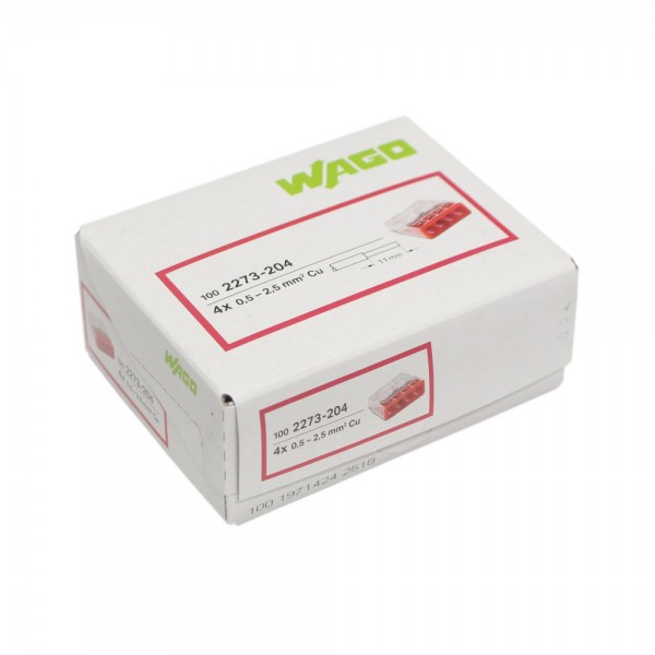 Wago - 2273-204_VPE - 100x 4-Leiter-Verbindungsdosenklemme 2,5mm²
